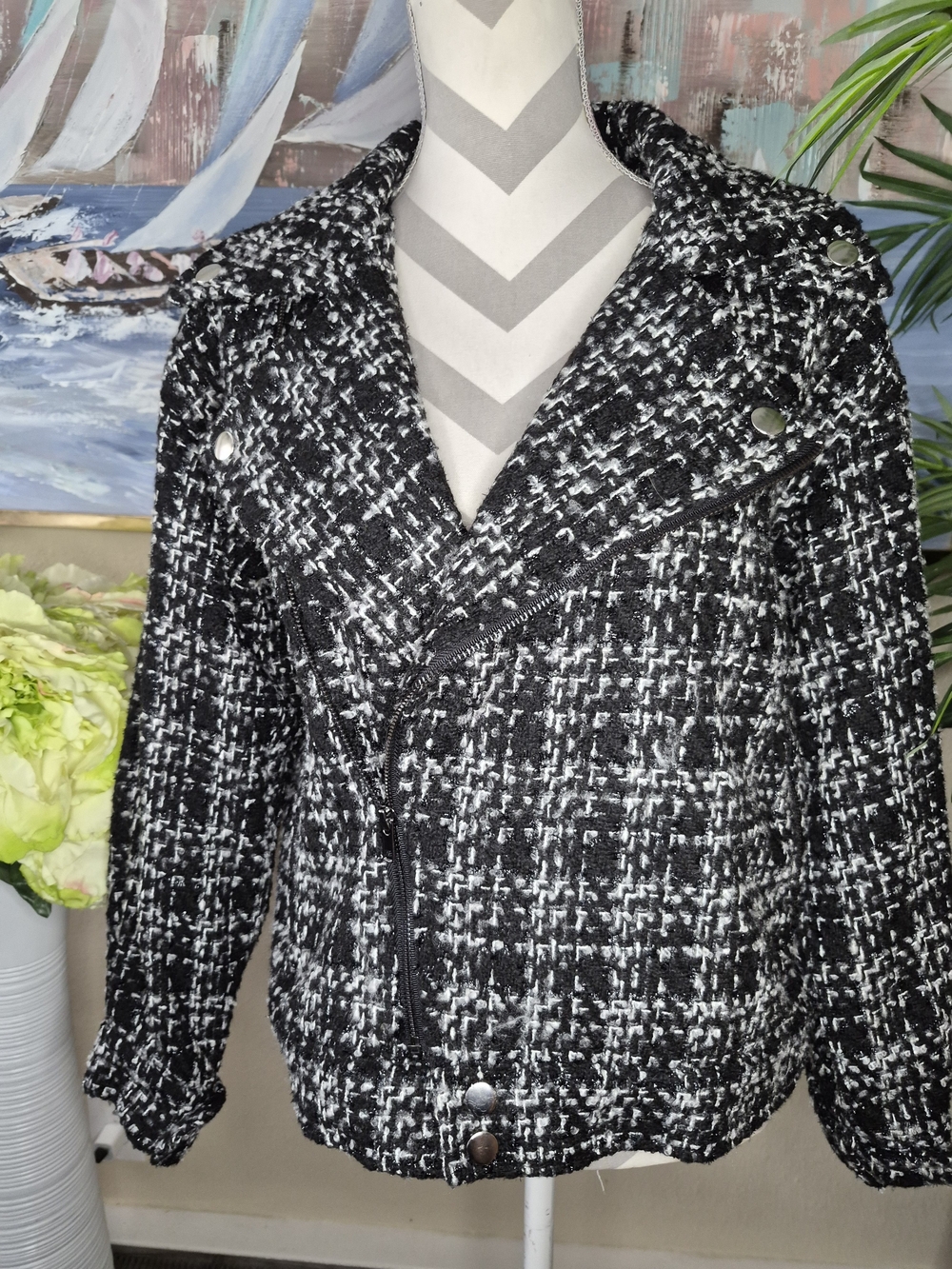 Forever 21 Black and White Tweed Blazer Jacket
